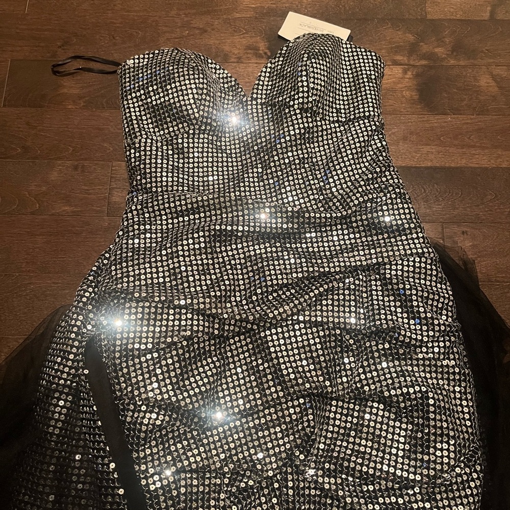 Jovani Black Rhinestone Gown | Strapless Formal Dress | Prom Gala Evening |